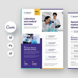 Laboratory Flyer Template, Medical Business Template, Doctor Flyer, Healthcare Service, Canva Template, Treatment, Medical Service Template