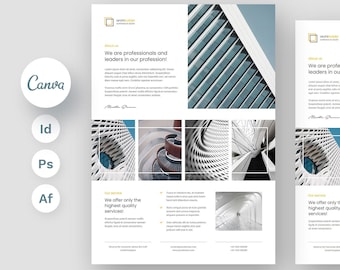 Architect Flyer Template for Construction Site Project Proposal, Industrial Builder Poster InDesign, PSD, Canva, Affinity Portfolio Template