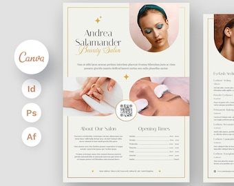 Esthetician Flyer Template, Beauty Salon Pricing (Canva, PDF)