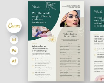 Nail Salon Flyer Template, Beauty Business Design (Canva, PDF)