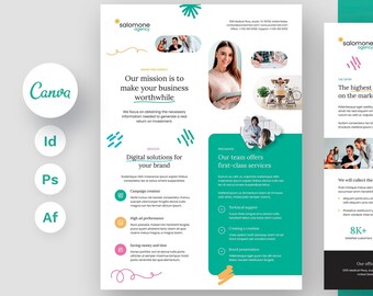 Marketing Agency Flyer Template, Canva, InDesign, Photoshop