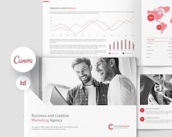 Company Profile Brochure Template, Canva & InDesign, Annual Report (Digital Download)