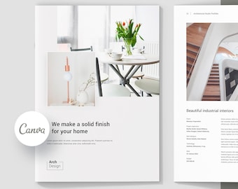 Architectural Portfolio Canva Template, Interior Design Brochure (Digital Download)