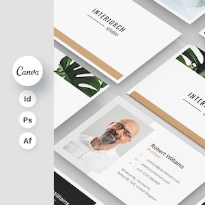 Architecture and Interior Design Business Card, Canva Template, Modern and Minimal Card Design, 10 Templates, 3.5x2 and 85x55 mm size