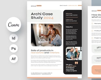 Modello di studio di caso per immobili commerciali in InDesign, foglio di analisi della proprietà di investimento in PSD, proposta di progetto CRE in Canva, riepilogo del portfolio