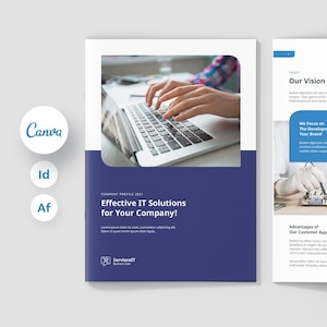 Firmenprofil IT-Service, Geschäftsbroschüre, Canva Template, Erneuerbare Energien, InDesign Template, Unternehmensbroschüre, Company Booklet