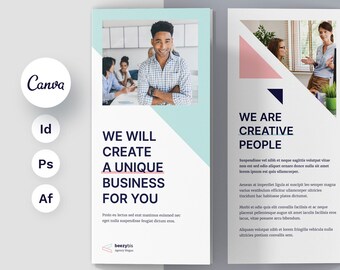 Creative Agency Tri-Fold Brochure Template, Modern Layout (Canva, Photoshop, InDesign)