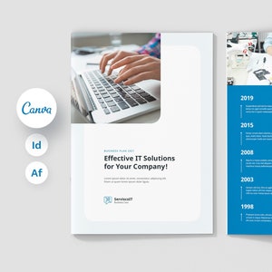 Business Plan Brochure Canva and InDesign Template, IT Services, Startup Brochure, Company Profile, Project Proposal, Annual Report Template