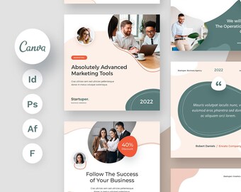Startup Instagram Post Templates - Liquid Design Canva (15 Square)