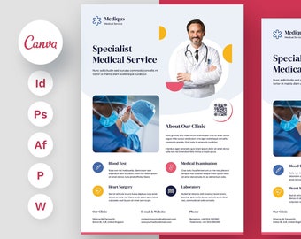 Medical Service Flyer Template, Clinic Hospital Design (Canva, PDF)