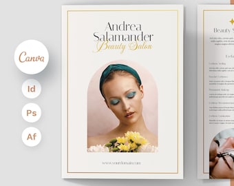 Esthetician Bi-Fold Brochure Template: Beauty Salon Presentation Canva Template