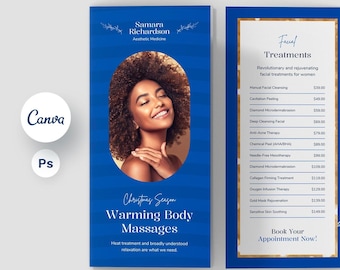 Beauty Salon Tri-Fold Brochure Template, Spa Price List (Canva, Photoshop)