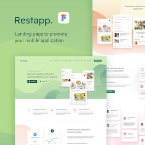 Landing Page for Mobile App Promotion, Figma Template, UI Design, One Page Website Design, Figma Website Template, Modern Design Figma Web