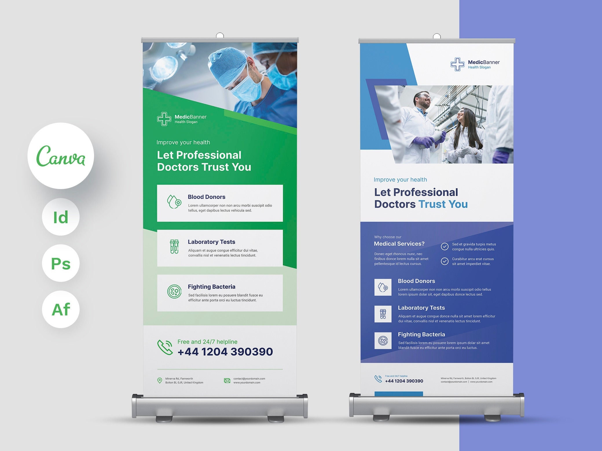 Private Medical Clinic Roll up Banner Indesign, Healthcare Stand ...