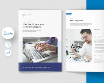 Annual Report, Business Brochure, Canva Template, IT Services, Technology, Solar Energy, Indesign Template, Report Sheet, Brochure Design