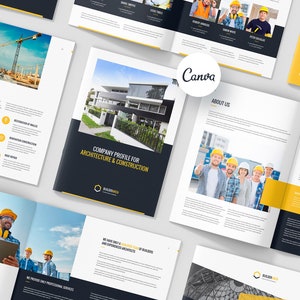 Company Profile Canva Template – Contractor Business Brochure, Editable Construction Company Portfolio, Builder Marketing Kit