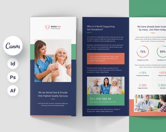 Senior Care Business, Brochure Tri-Fold, Canva Editable, Therapist Template, Session Guide, Skincare Medical, Doctor, Caregiver, Prinitable