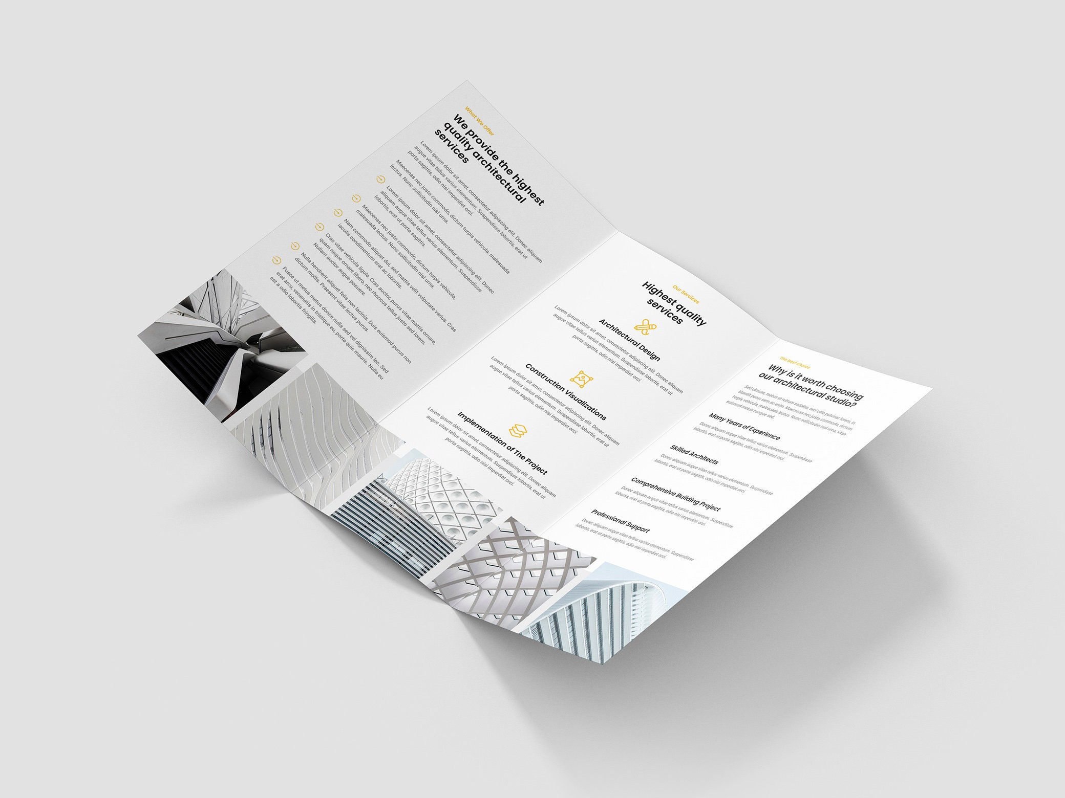 Plantilla de folleto tríptico para arquitectos, Canva, blanco y negro  (descarga digital) - Etsy México, image size:2080x1560