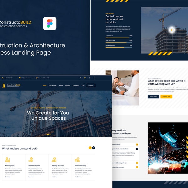 Construction and Architecture, Figma Template, Landing Page, Solar Panels, Renewable Energy, One Page Website, UI Responsive Web Design