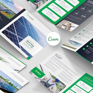 Solar Energy Bundle, Canva Templates, Brochure Design, Landing Page Figma Template, Company Profile, Business Card, Magazine Template,