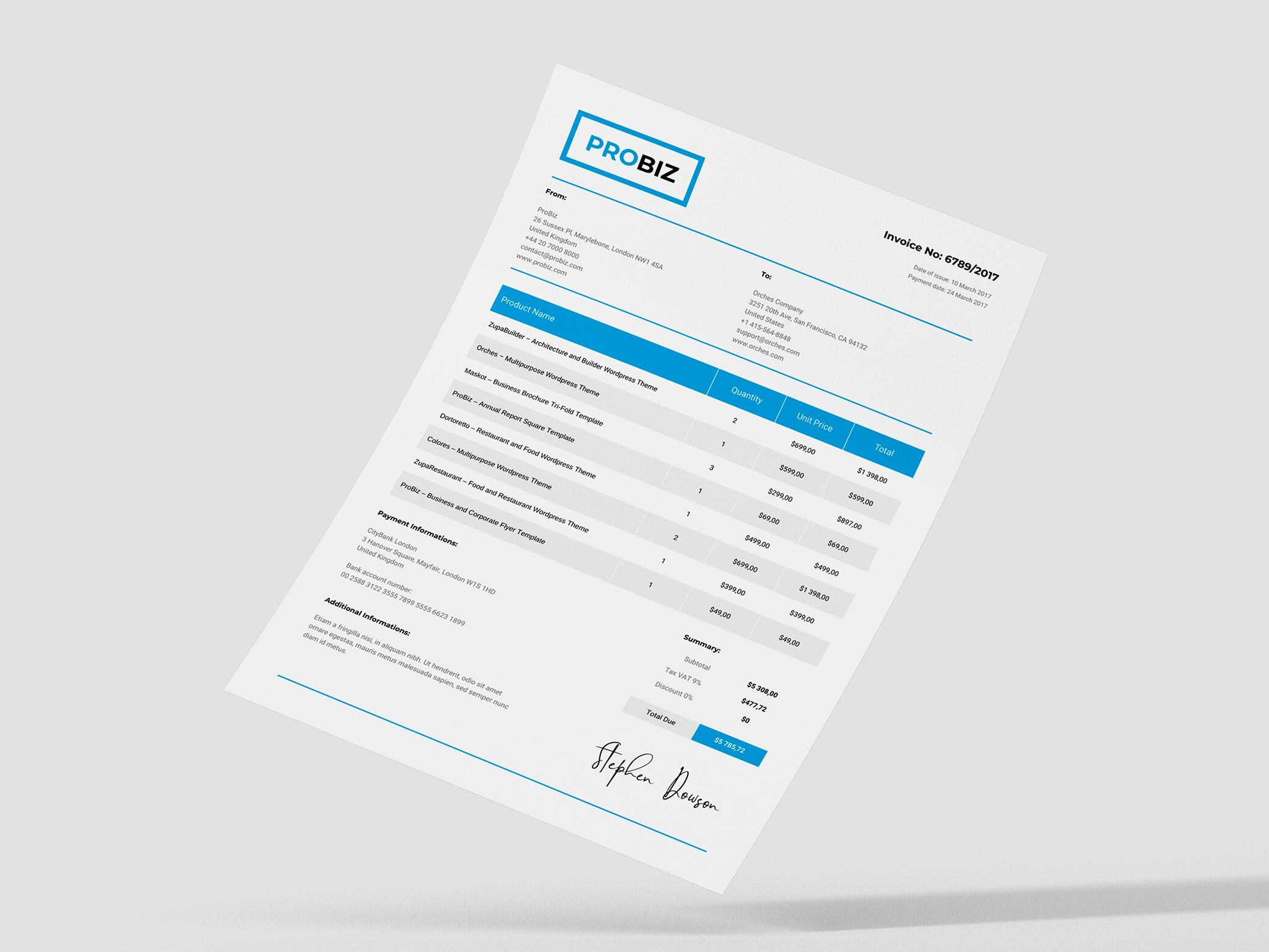 Invoice Template for Canva and Affinity, Professional Service Provider ...