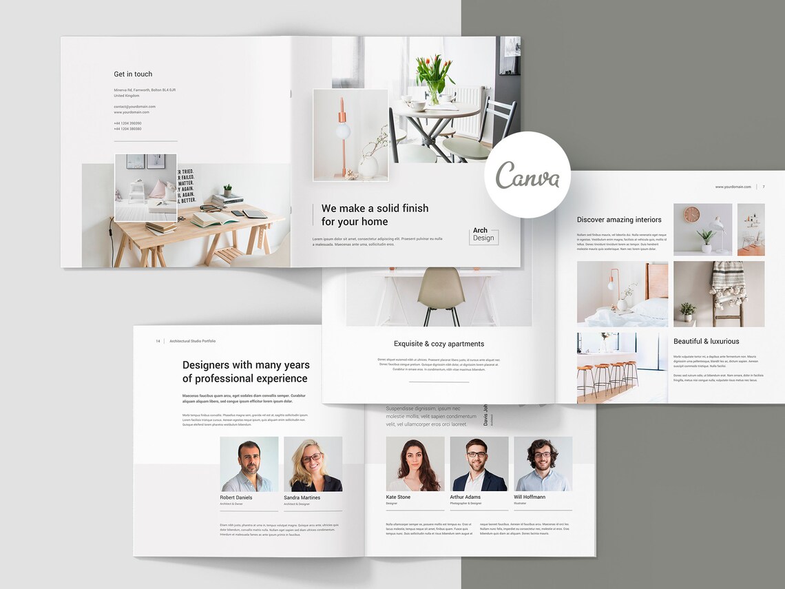 Interior Design Portfolio Canva, Architecture Square Brochure, Home ...