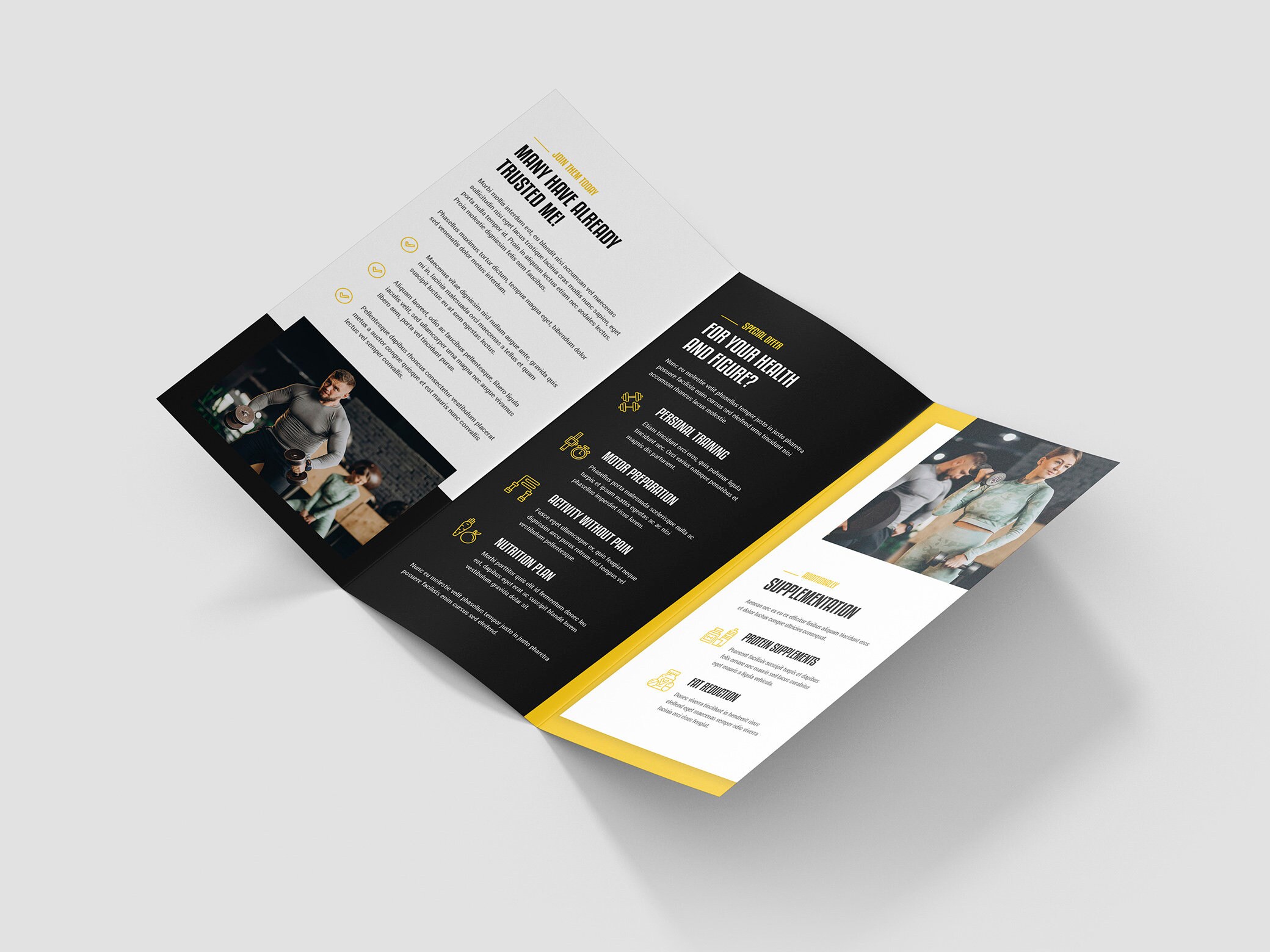 Personal Trainer Brochure Template, Fitness Club Tri-fold (canva, PDF ...