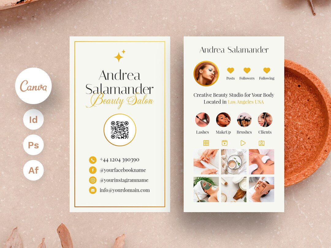 Modello canva per biglietto da visita per estetista Etsy Italia