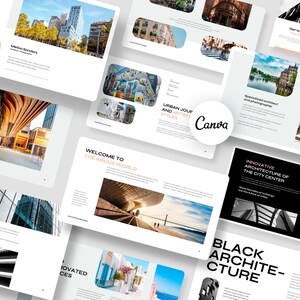 Architecture Interior Design Portfolio, Canva and PowerPoint Template, Creative Slides for Portfolio, Architect and Designer Landscape Folio