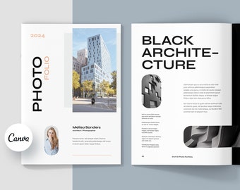 Canva Portfolio Template, Architecture Portfolio, Interior Design Portfolio, Creative Design Portfolio, 40 Pages and 6 Different Covers, UGC