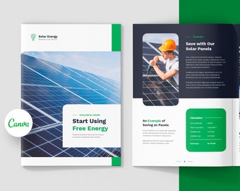 Solar Energy Company Profile, Canva Template, InDesign and Affinity Templates, Renewable Energy, Business Offer, Proposal Project, Portfolio