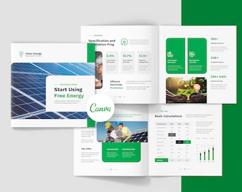 Solar Energy Company Profile Square Canva Template, Project Proposal, Renewable Energy, InDesign Template, Business Brochure, Solar Panel