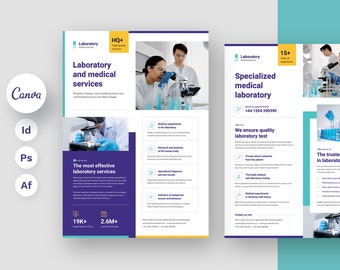 Laboratory Flyer Template, Medical Business Template, Doctor Flyer, Healthcare Service, Canva Template, Treatment, Medical Service Template