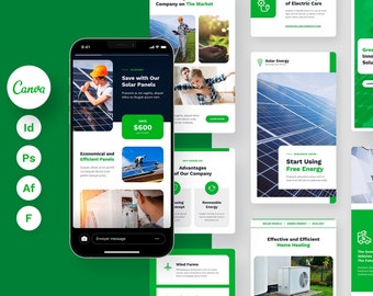 Solar Energy Instagram Post and Stories Canva Template, Social Media Design, Renewable Business, Instant Downloads