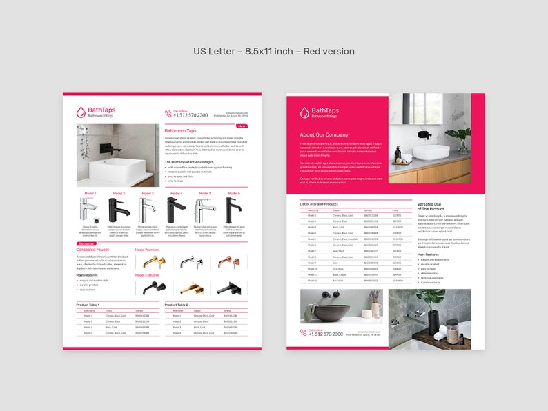 Tap Technical Data Flyer Canva Template, Product Description, Specification Sheets, Bathroom Equipment, Showcase, Fully Editable Template, Instant Download, Digital Product, Artbart Activity, Graphic Designer, InDesign Template