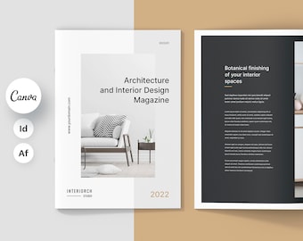 Architecture and Interior Design Magazine Canva Template, 44 Fully Editable Pages and 4 Different Covers, Furniture Catalog and Portfolio