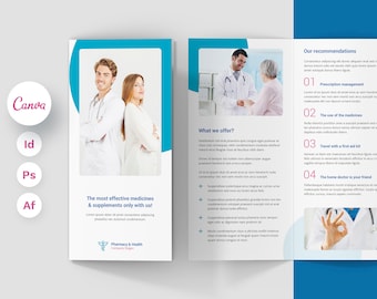 Pharmacy and Medical Brochure Tri-Fold, Canva Template, Doctor, Nurse, Aesthetic Medicine, Cosmetology, Health Service, Instant Download