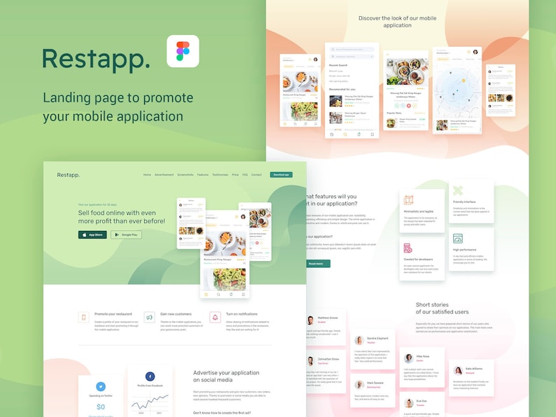 Landing Page for Mobile App Promotion, Figma Template, UI Design, One Page Website Design, Figma Website Template, Modern Design Figma Web, Digital Product, Instant Download, Graphic Designer, Artbart Activity