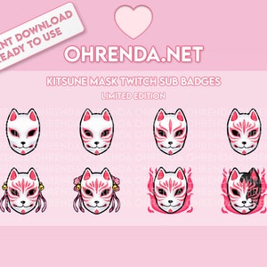 Kitsune Mask Japanese Sub Badges / Twitch Streamer Badges