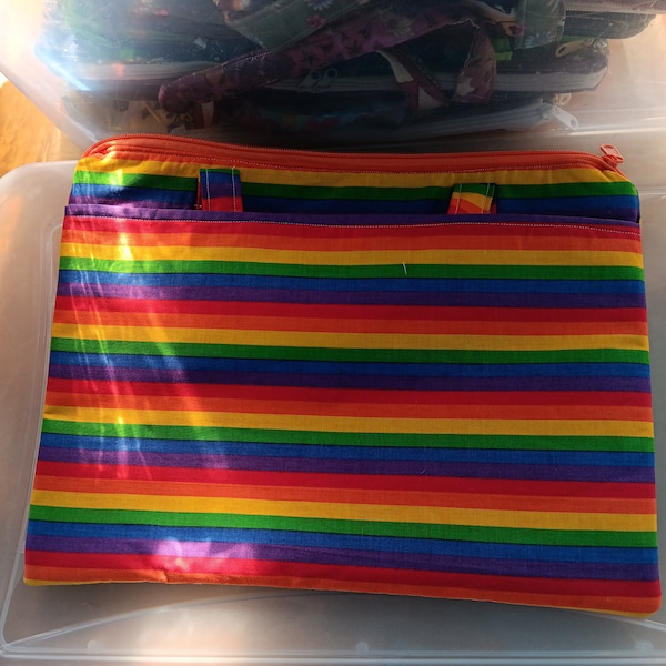 Laptop case carrier/handmade chromebook/rainbow/laptop sleeve/padded/handmade/ birthday gift/back to school/lgbtqia+ pride/ rainbows