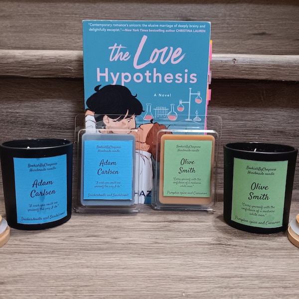 The love hypotheses candle/ Olive Smith candle/ Adam Carlsen candle/ handmade candle/ bookish candle/ book merch/fake dating