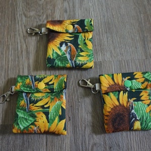 mini snap pouch/3X4 pouch/flower pouch/ earbud bag/crystal bag/beach scene bag/ handmade bag/bag with snap/ spring flowers/summer flowers