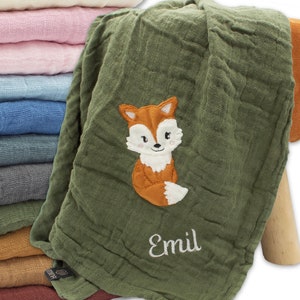 Personalized muslin cloth with fox | Cuddly cloth | Burp cloth | Comfort cloth | Muslin cloth | Cloth with name