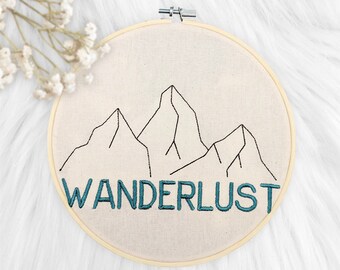 Embroidery file Wanderlust | hiking | Hiking love | mountains | Summit | 10x10 13x18 15x25 | jef dst xxx vp3 exp pes