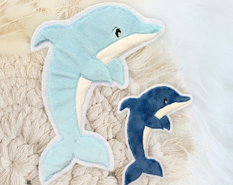 Application dolphin blue | Sea creatures | Maritime | Iron-on patch | Patch | Patch | 3D patches