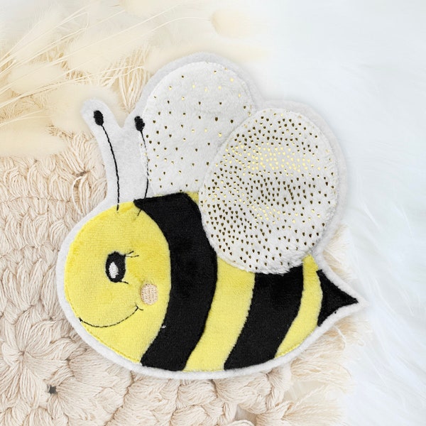 Bügelbild Biene | Hummel Patch | Honigbiene Aufnäher | Applikation | 3D Patches | Geschenkidee Imker Honig