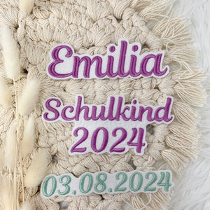 große Namen gestickt Bügelbild XXL Name zum Aufbügeln Applikation weißes Filz Aufnäher Patch Einschulung Name Schultüte Bild 7