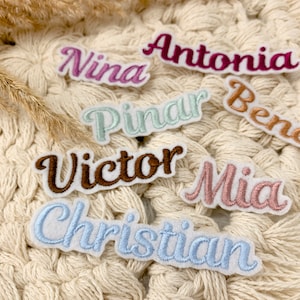Name Mini Embroidered Iron-on patch Names to iron on Application lettering Patch Birth name small name applications image 7