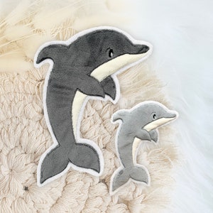 Applikation Delfin grau | Meerestiere | Maritim | Bügelbild | Patch | Aufnäher