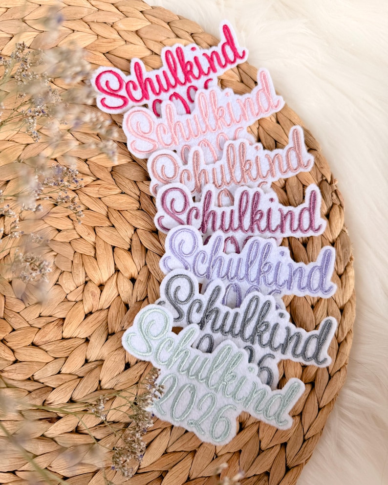 Schoolchild 2026 | Font 2 | Applique | Patch | Iron-on | Lettering | School cone | First day of school | White felt | School entrance 2026 image 9